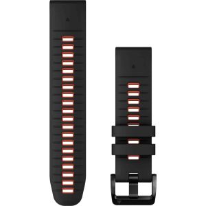 Ремешок Garmin Quickfit 22 Silicone - Черный огненно-красный