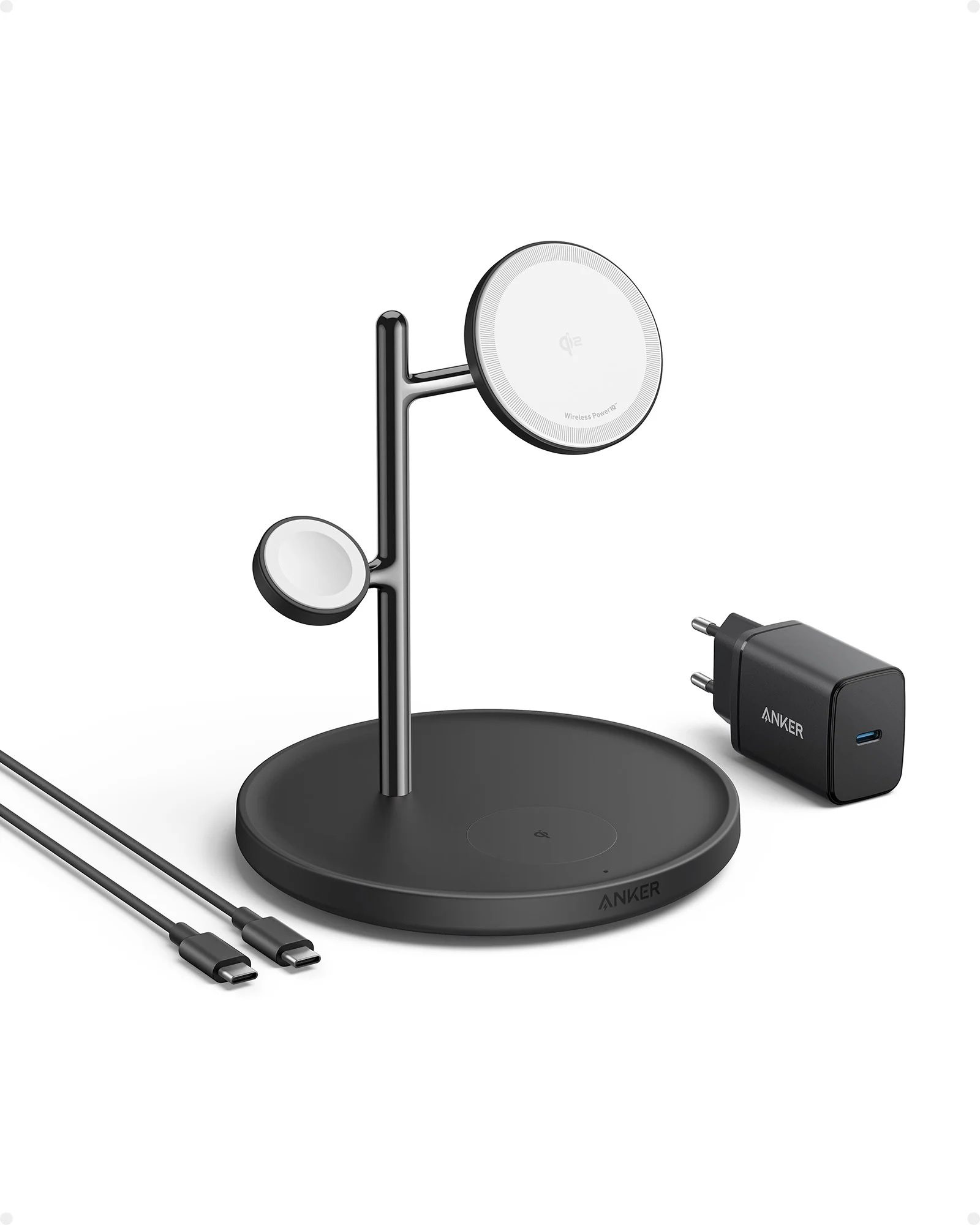 38466454-1.jpg Беспроводная зарядная станция Anker Maggo Wireless Charging Stand 3-в-1 Black — изображение 1