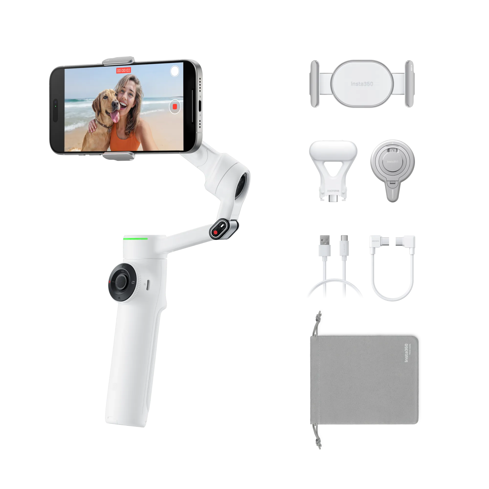 flow-2-pro-创作者套餐-灵动白-1.webp Стабилизатор Insta360 Flow 2 Pro Creator Kit — изображение 1
